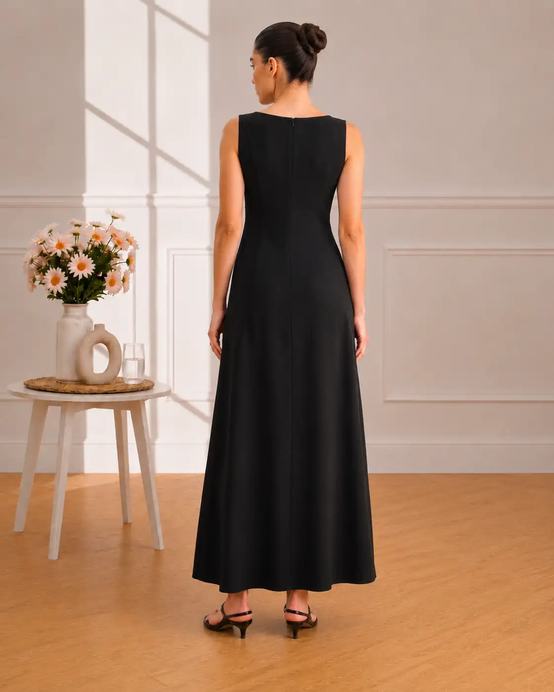 Robe longue noire fluide Karenr1