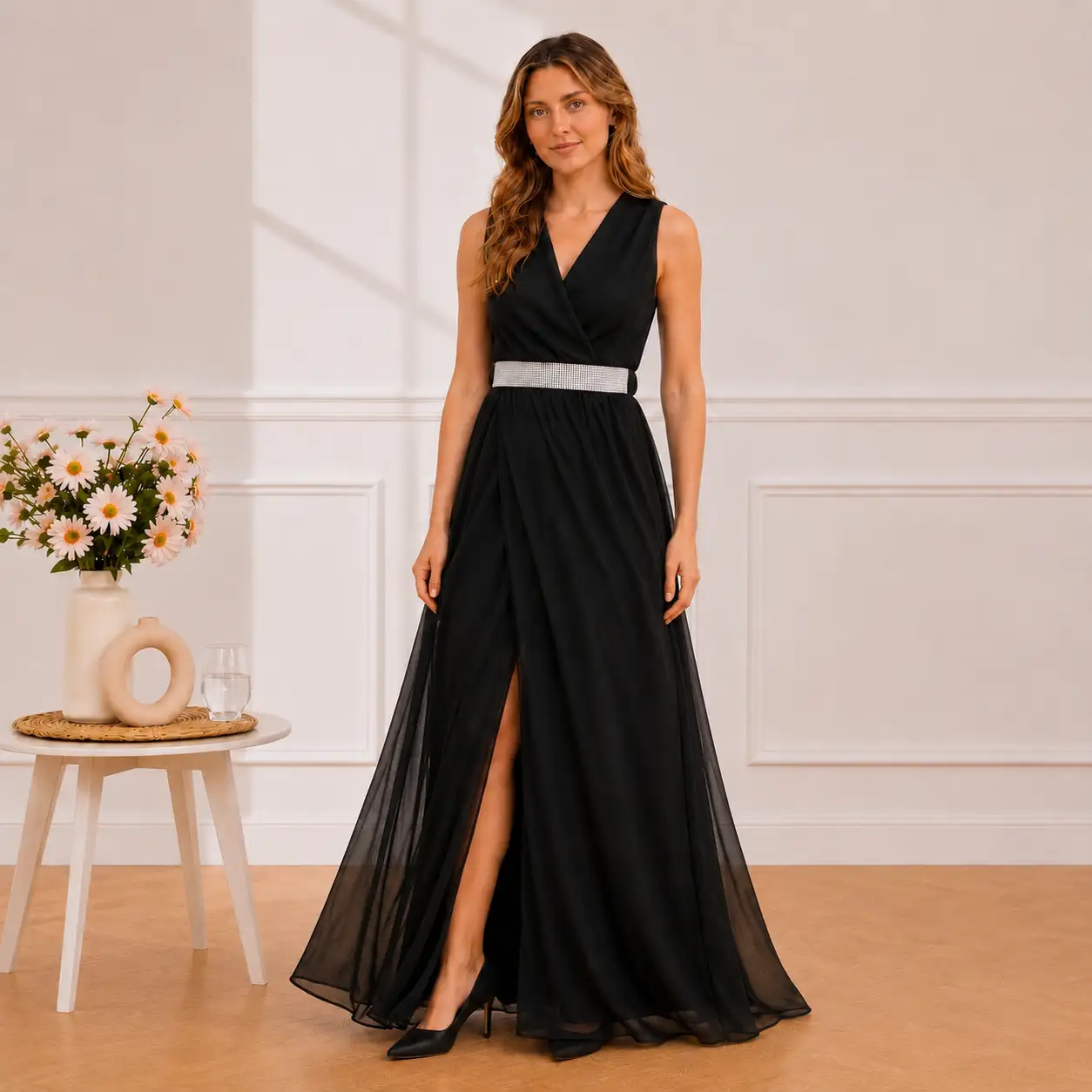 Robe Longue Élégance Noire  3598