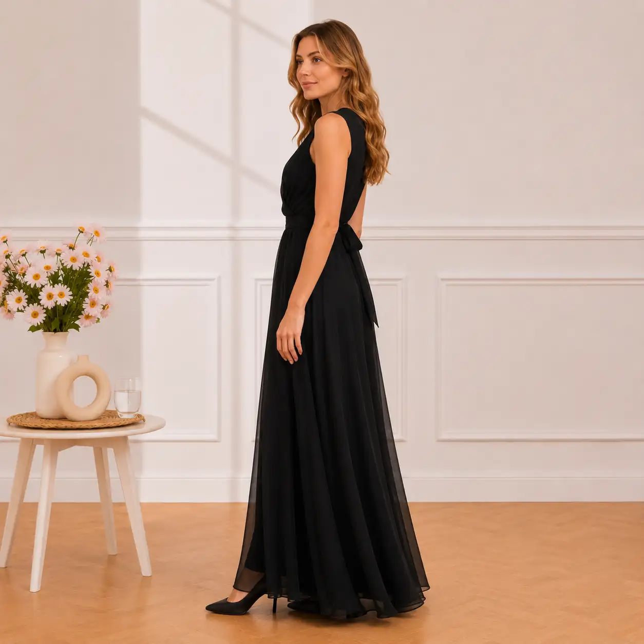 Robe Longue Élégance Noire  3598