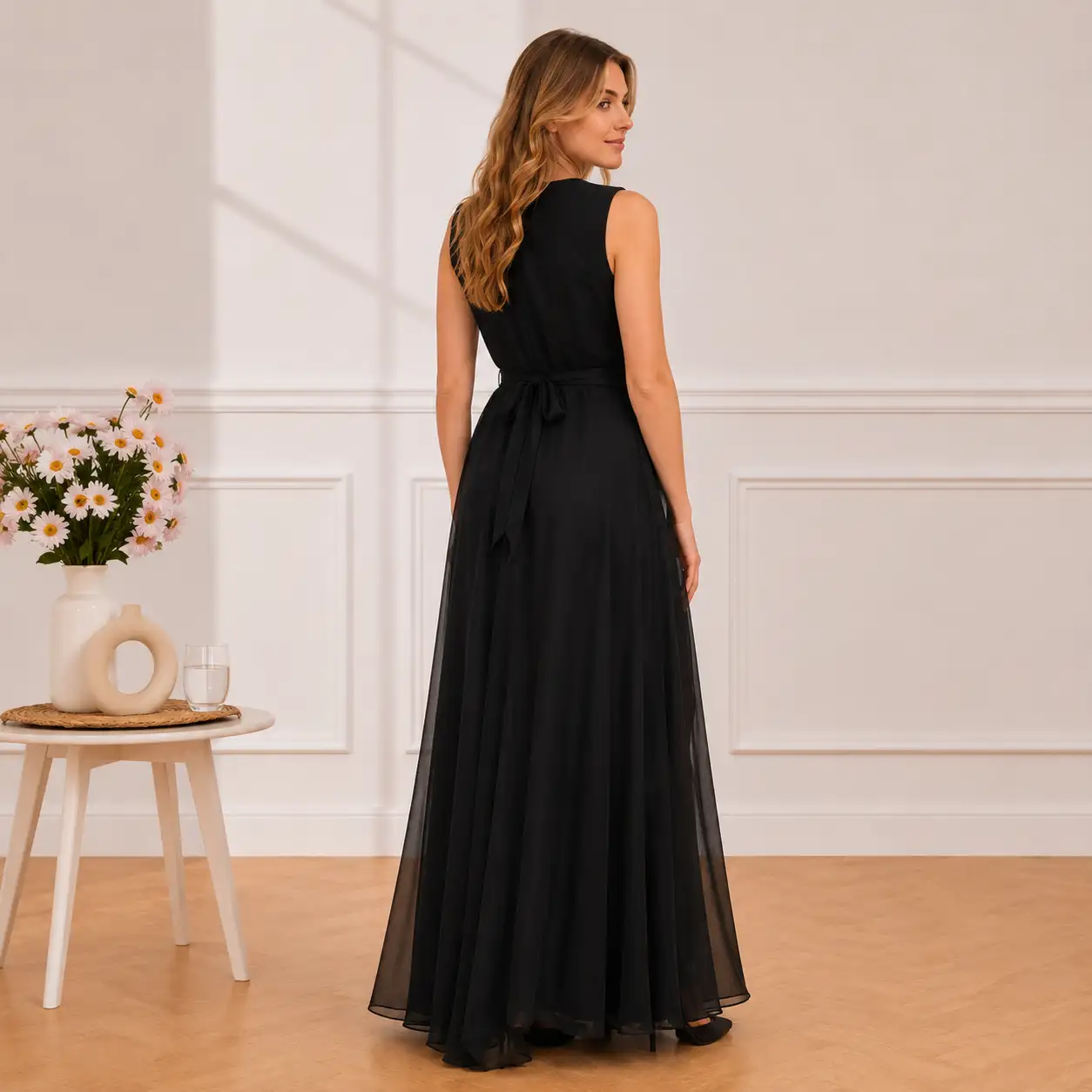 Robe Longue Élégance Noire  3598