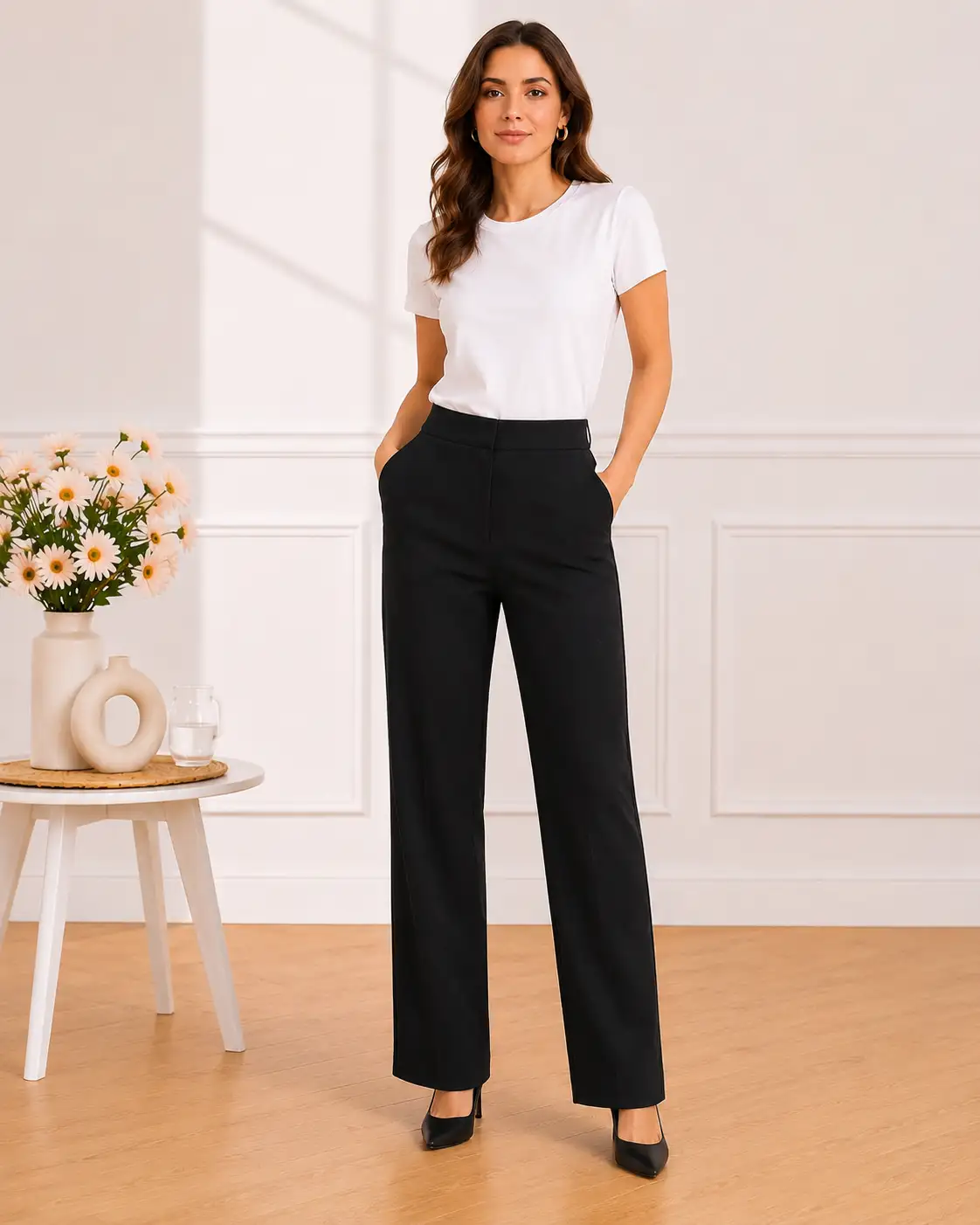 Pantalon Tailleur Wide-Leg Élégance 75001